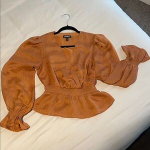Express Women's Orange Peplum Blouse